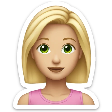 chin-length blonde hair girl with green eyes sticker