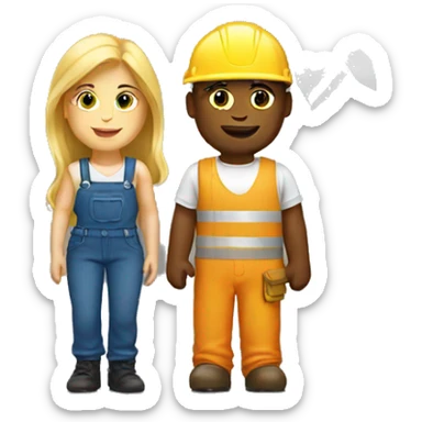 blonde woman and white redhead construction guy sticker