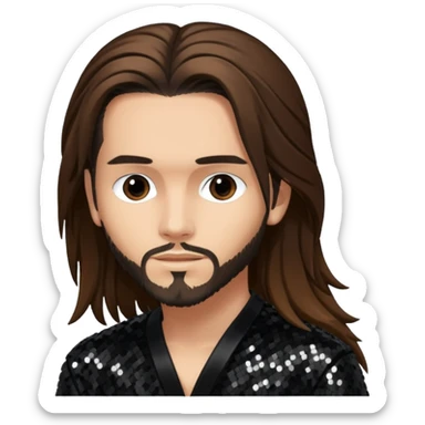 Tom Kaulitz with long brown hair, black sequin outfit  sticker