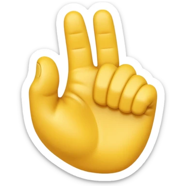 A 3D Apple-style yellow hand emoji, closed fist with thumb pointing backward over the shoulder direction, smooth rounded shape, shiny surface, clean minimal background. sticker