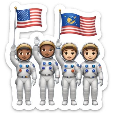 astronauts with flag sticker