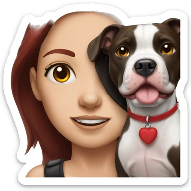 Black and white pitbull with red head girl owner sticker