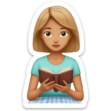Woman in a peaceful garden, reading a book sticker