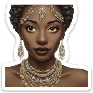 Hyper Realistic lady portrait wearing beautiful jewelry sticker