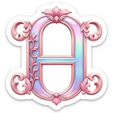 Iridescent pastel pink romantic Font setting icon with letter H sticker