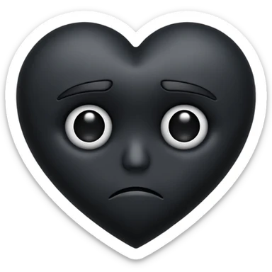 a black heart frowning sad sticker