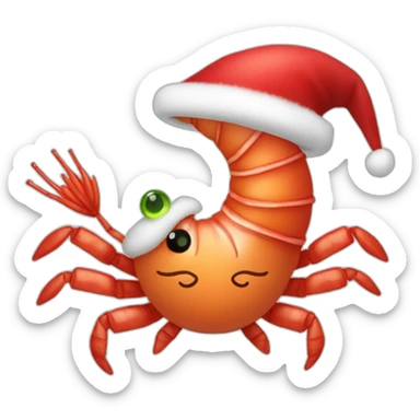 Funny shrimp dressed like santa claus sticker