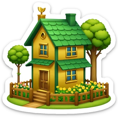a home which has garden like and the home has slack emoji,  sticker