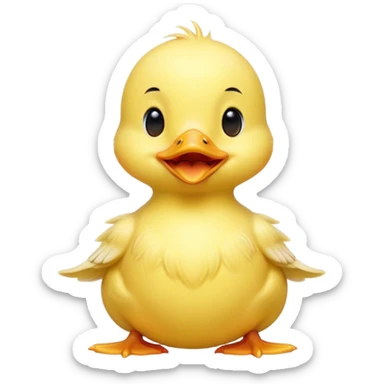 Cinematic Cute Yawning Yellow Baby Duck Portrait Emoji, Head tilted slightly with a dramatic, wide-open yawn, showcasing a soft, downy yellow coat with little drooping wings, round eyes barely open in drowsy contentment, Simplified yet irresistibly adorable features, highly detailed, glowing with a soft, cozy glow, high shine, relaxed yet expressive, stylized with a touch of whimsical charm, bright and endearing, soft glowing outline, capturing the essence of a sleepy yet affectionate duckling, so drowsy it feels like it could stretch out of the screen and curl up for a nap! sticker