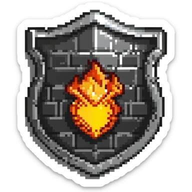 Shield badge with a menacing firewall symbol and glowing edges, cybersecurity theme sticker