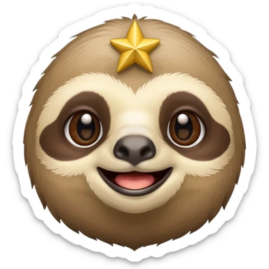 Perezoso que tenga dos  estrellas en los ojos  y este sonriendo  tipo bimoji de iPhone pero de perezosos  sticker