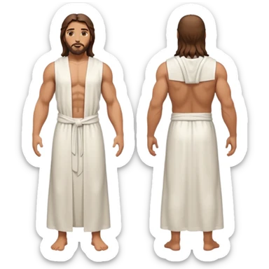 fullbody jesus christ jacked, sleeveless white robe front and backview sticker