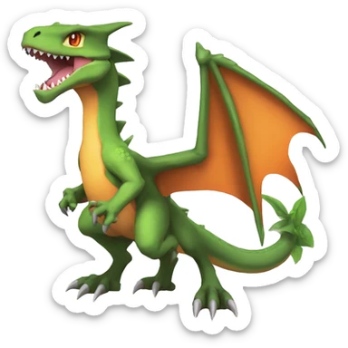 Colorful Edgy Cool Legendary Chibi-Charizard-Greymon-Flygon-Velociraptor-Pokémon sticker