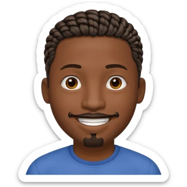 Hazme un emoji de un hombre negro con trenzas cortas y una pequeña perilla sin bigote sticker