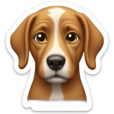 Dog wearing rainbow, heart, sunglasses, and a heart stuffed animal sticker