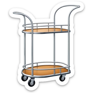 a tall hotel trolley with only one platform at the bottom and curved arch at the top sticker