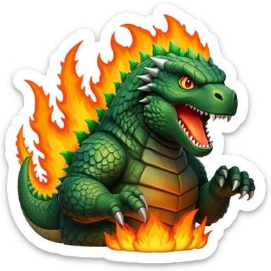 Godzilla roaring with flames sticker