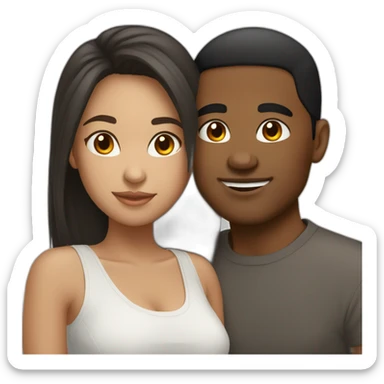 mixed race couple black and asian sticker