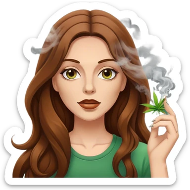 High off weed emoji with smoke  make her white small with long brown hair sticker