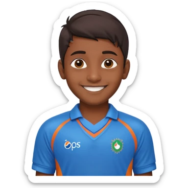 an indian boy wearing indian cricket jersey sticker