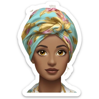 Dolce and Gabbana head scarf with colourful pastel ornament print and golden detais  sticker