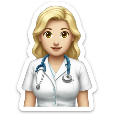 Nurse blond knot blue op clothes sticker