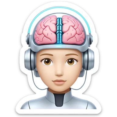 Workflow automation with AI-driven processes, digital dashboards, and robotic arms handling tasks
“Futuristic AI assistant with a holographic interface and digital brain sticker