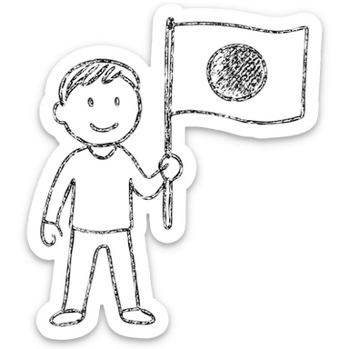 person with Japanese flag sticker