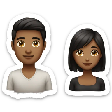 a couple. dark brown boy with black hair and a brown girl with straight hair  sticker