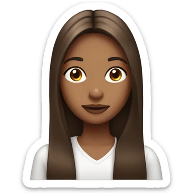 brown straight middle part hair girl sticker
