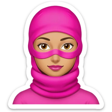 confident woman hustler wearing a bright pink balaclava, business entrepreneur, ambitious sticker