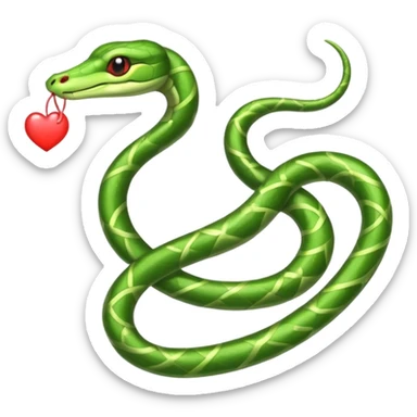 A beautiful vine snake wrapped around a heart shaped Moon sticker
