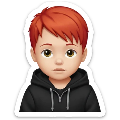 baby with red hair and black hoodie sticker