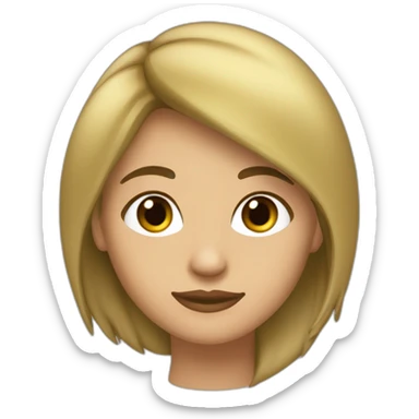 Chica blanca con cabello largo castaño liso y ojos verdes sticker