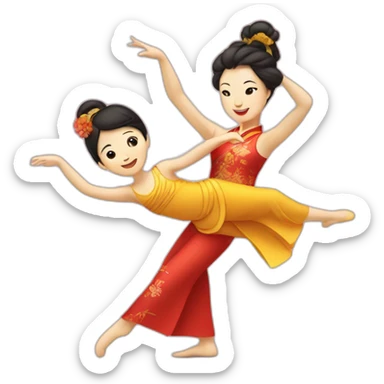 Danseuse chinoise et son enfant  sticker