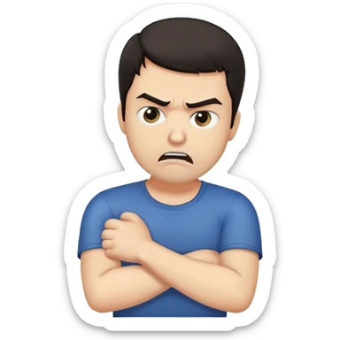 a man crossing his arms angry choking himself sticker