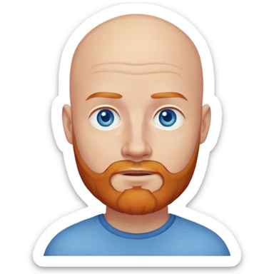 White bald man with blue eyes and ginger beard sticker