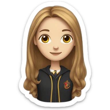 girl with long lightbrown hair, dreesed up as harry potter sticker