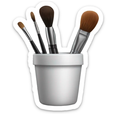 Realistic makeup brush in a cup holder sticker
