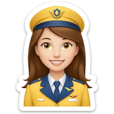 long hair stewardess yellow uniform sticker