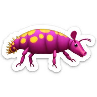Magenta pig armadillo cow centipede insect with yellow and black spots gradient mottled sticker