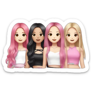 four members of blackpink music group sticker