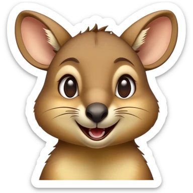 Cinematic Comical Wallaby Portrait Emoji, Head tilted dramatically with an exaggeratedly amused expression, featuring a striking tan and brown fur with wide, expressive eyes filled with playful disbelief, Simplified yet hilariously expressive features, highly detailed, glowing with a slightly sassy glow, high shine, dramatic yet playful, stylized with an air of cheeky outback mischief, bright and endearing, soft glowing outline, capturing the essence of a spirited and over‐the‐top wallaby, so meme‐worthy it feels like it could bounce its way into internet fame instantly! sticker