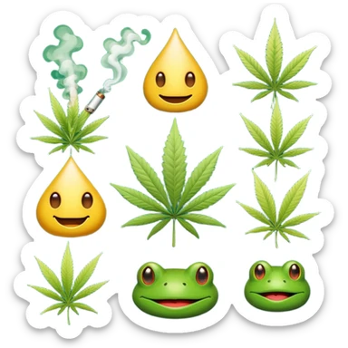 fait moi un pack demojis De fumeur pas avec les emojis de base mais des inventé type tete de beuh feuille de pepe grenouille sous weed lsd etc.. sticker