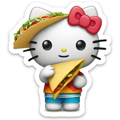Hello-kitty hello-kitty holding a taco sticker
