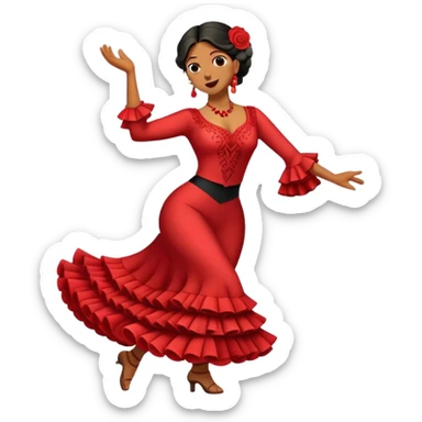 Cinematic Realistic Flamenco Pop Culture Emoji, featuring an expressive portrayal of traditional Spanish dance rendered with dynamic textures and passionate, vibrant lighting. sticker