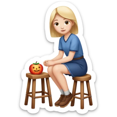 a person sitting on stool sticker