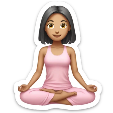 asian yoga girl light pink clothes  sticker