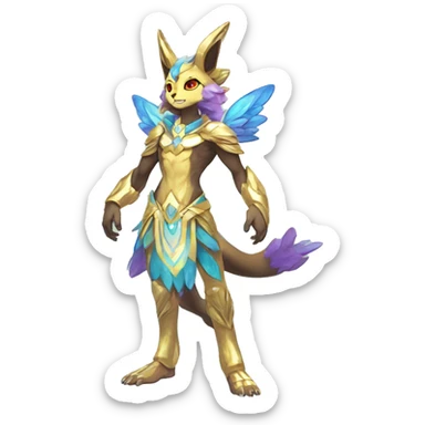 Anthro Sona Colorful Godly Celestial Shiny Fakemon Full Body sticker