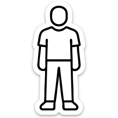 Outline icon of person in casual outfit, standing sticker